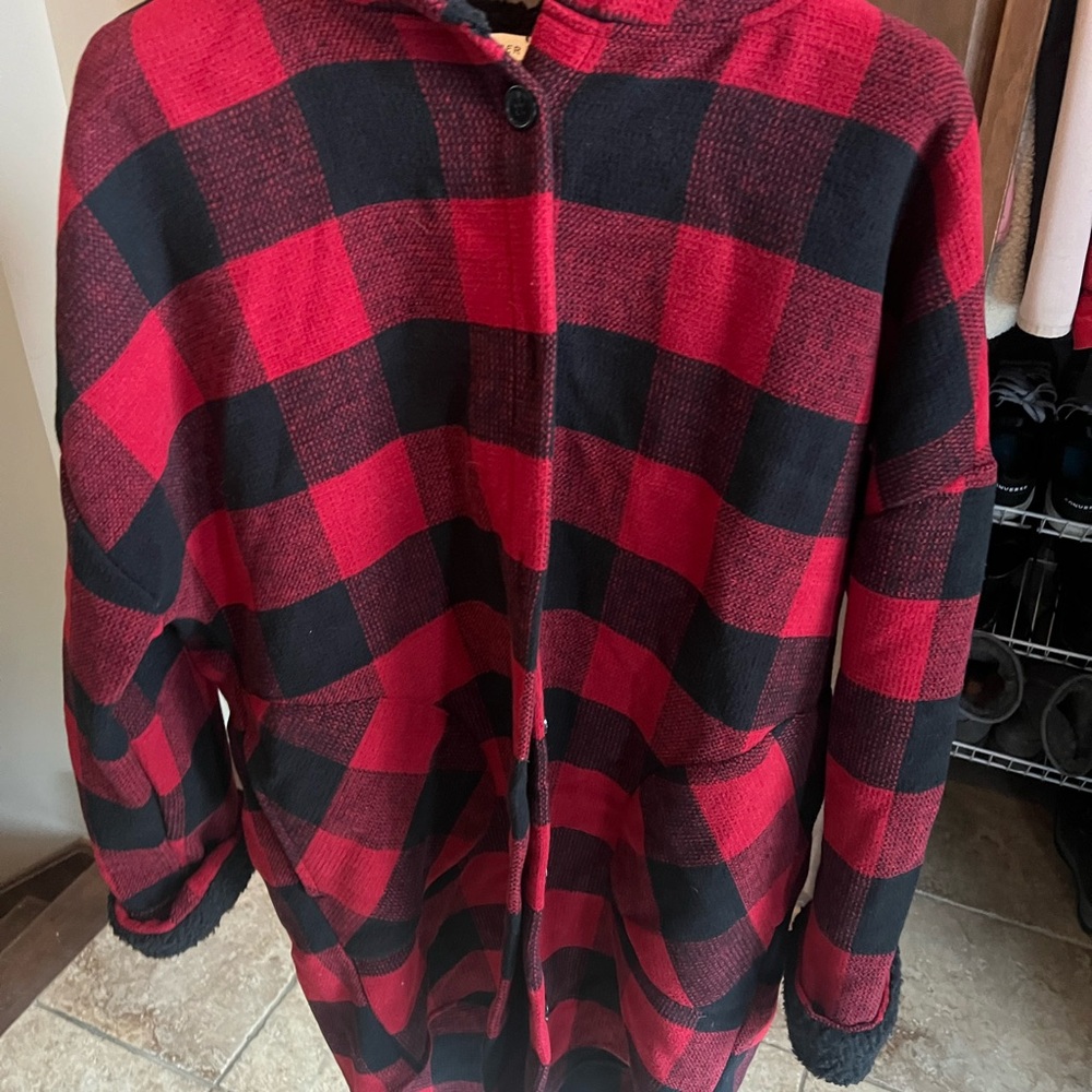 Pepper and Zoe Red and Black Plaid woman’s Sweater